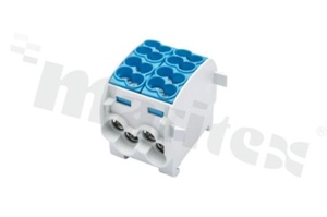 Złączka na szyne DIN; blok rozdzielczy odgałęźny;niebieski; jednobiegunowy;2x25mm2; Al/Cu;1000V AC/DC ;328A