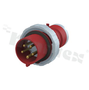 432P6W; Wtyk na przewód; zasilający AC 3-fazowe; męskie; 32A; 415VAC; IP67; seria Tough&Safe