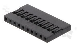 Korpus listwy; w rastrze 2.54mm; 1x10 styków; montaż: do przewodów; żeńska; jednorzędowe