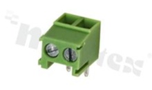 Listwa zaciskowa do PCB; w rastrze 3.50mm; 2-torowa; kątowa; na przewód 0.75mm2; z ruchomą osłoną przewodu; ze śrubami na wkrętak płaski; klatka mosiężna; zielona; UL 130V/9A