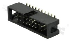 Full shrouded header for PCB; pitch 2.54mm; 20-contacts; SMD; male; top entry