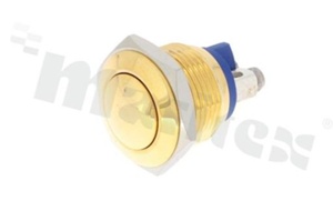 Push button switch; monostable; 16mm; screw terminals; gold-plated stainless steel; IP65.