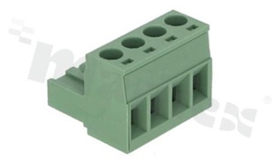 Listwa zaciskowa rozłączalna; w rastrze 5.00mm; 4-torowa; żeńska; na przewód 2.50mm2(28-12AWG); kierunek wtykania równoległy do osi przewodu; styki z fosforobrązu; mosiężna klatka przewodu; UL 300V/16A