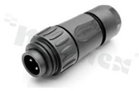 Wtyk ECOMATE seria C016, 4-stykowy (3+PE), męski, prosty, 16A, 400V, kabel: 0.75-2.5mm2( AWG18-14), styki srebrzone, skręcane, kolor: czarny, IP67