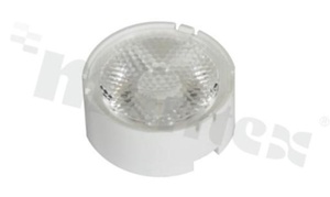 Soczewka do diod LED higgh power; kąt rozsyłu: 12 stopni FWHM; ilość diod: 1; rozmiar: okrąg 22.40mm; wysokość: 9.13mm; rodzaj materiału: PMMA; sposób mocowania: taśma
