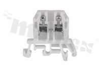 Installation terminal block; 1-level; 2-contacts; for wire 0,5-2,5mm2; screw terminal;white; Din rail; 1000V/24A