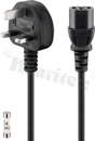 Extension power cord; 3 cores 1,0mm2 ; lenght 1,8m; UK plug <-> C13 plug; black;250V/5A