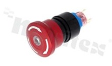 Emergency switch; monostable; 22mm; solder terminals; red aluminium; dot yellow illumination; IP65.