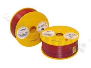 Przewód pojedynczy LGY/H05V-K; z wielodrutową miedzianą żyłą; czerwony/fioletowy; przekrój 1.00mm2; AWG 17; 500V; -40+105 st.C; 100m.