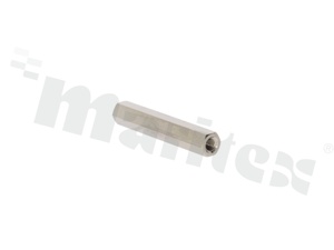 Spacer sleeve; brass; nickel-plated; hexagonal; internal-internal thread; M3; L: 30mm; L1: 10mm; key SW5