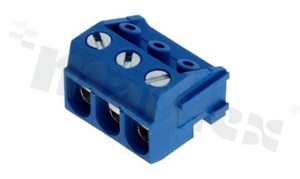 Pluggable terminal block, 5.00mm pitch; 3-ways; brass cage with flat screw (-); blue color; for wire max 1.5mm2, RoHS