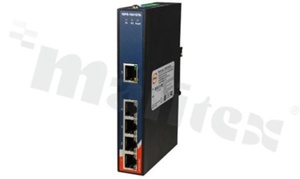 Industrial 5-port slim type unmanaged Gigabit PoE Ethernet switch with 4x10/100/1000Base-T(X) P.S.E. and 1x10/100/1000Base-T(X)