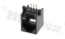 Socket RJ12; 6-contacts; THT; side entry; size 6; 3u" Au