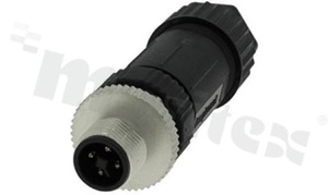 Wtyk M12; kodowanie T; 4-stykowy; męski; 12A; prosty; skręcany; IP67
