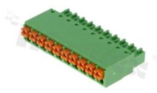 Listwa zaciskowa rozłączalna; w rastrze 3.81mm; 10-torowa; żeńska; na przewód 0.2-1.00mm2 (28-16AWG); kierunek wtykania prostopadły do osi przewodów; z zaciskiem sprężynowym; styki z fosforobrązu; mosiężna klatka; UL 300V/8A