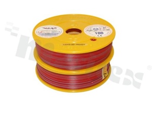 Przewód pojedynczy LGY/H05V-K; z wielodrutową miedzianą żyłą; czerwony/szary; przekrój 0.50mm2; AWG 20; 500V; -40+105 st.C; 100m.