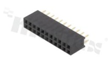 Listwa stykowa do PCB; w rastrze 2.54mm; 2x11 styków; montaż: THT; żeńska; prosta; dwurzędowe 