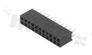 Listwa stykowa do PCB; w rastrze 2.54mm; 2x11 styków; montaż: THT; żeńska; prosta; dwurzędowe