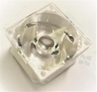 Soczewka do diod LED high power; kąt rozsyłu: 6 do 16 stopni FWHM; ilość diod: 1; rozmiar: 22x22mm; wysokość: 13.1mm; rodzaj materiału: PMMA; PC; sposób mocowania: taśma; kołek