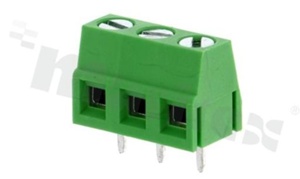Listwa zaciskowa do PCB; w rastrze 5.00mm; 3-torowa; pionowa; na przewód 2.5mm2 (AWG 26-14); ze śrubami na wkrętak płaski; z ruchomą osłoną przewodu; klatka mosiężna; zielona; UL 300V/12A, 250V/15A