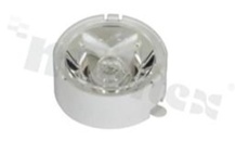 Soczewka do diod LED high power; kąt rozsyłu: 9 stopni FWHM; ilość diod: 1; rozmiar: okrąg 22.4mm; wysokość: 9.37mm; rodzaj materiału: PMMA; sposób mocowania: taśma; ramka
