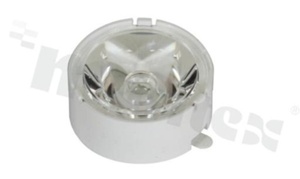 Soczewka do diod LED high power; kąt rozsyłu: 9 stopni FWHM; ilość diod: 1; rozmiar: okrąg 22.4mm; wysokość: 9.37mm; rodzaj materiału: PMMA; sposób mocowania: taśma; ramka