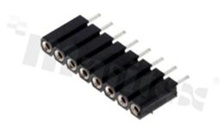 Listwa stykowa do PCB; w rastrze 2.54 mm; 1x8 styków; montaż: THT; żeńska; prosta; jednorzędowe