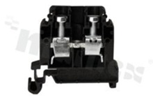 Installation terminal block; 1-level; 2-contacts; for wire 0,5-10,0mm2; screw terminal; black; Din rail; 690V/57A