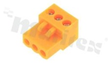 Listwa zaciskowa rozłączalna; w rastrze 3.96mm; 3-torowa; żeńska; na przewód 0.5-1.5mm2 (AWG 28-14); kierunek wtykania równoległy do osi przewodu; styki z fosforobrązu; stalowa klatka przewodu; UL 150V/8A