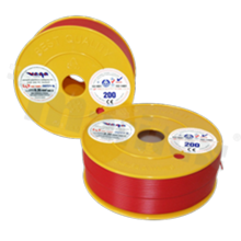 Przewód pojedynczy LGY/H05V-K; z wielodrutową miedzianą żyłą; czerwony; przekrój 0.35mm2; AWG 22; 500V; -40+105 st.C; 200m.