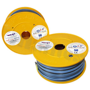 Przewód pojedynczy LGY/H05V-K; z wielodrutową miedzianą żyłą; niebieski/czarny; przekrój 2.50mm2; AWG 14; 500V; -40+105 st.C; 50m.