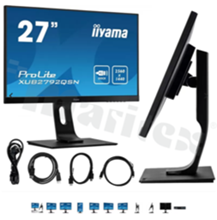 Monitor 27", IPS, 2560x1440, jasność 350 nitów, 1.07B kolorów, kontrast 1000:1, kąty widzenia 178/178, HDMI, DP, USB-HUB (2x 3.0), USB-C dock, LAN, głośniki 2x 2W, zasilanie 100-240V AC, VESA