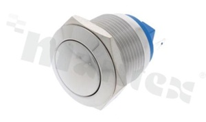 Push button switch; monostable; 19mm; solder terminals; nickled; IP65.