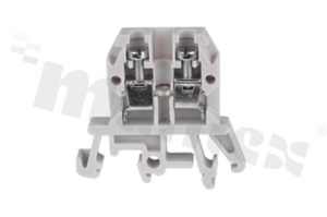 Złączka szynowa; 1-poziomowa; 2-zaciskowa na przewód 0,5-4,0mm2; zacisk śrubowy; szara; na szyne DIN; 1000V32A