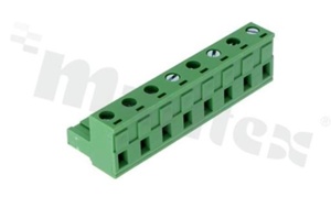 Pluggable terminal block; 7.50mm pitch; 8-ways; female; for wire 2.50mm2(28-12AWG); wire insertion direction same as plug-in direction; p.bronze contacts; brass cage; UL 300V/15A TUV 400V/20A