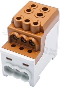 Złączka na szyne DIN; blok rozdzielczy dystrybucyjny;brązowy; jednobiegunowy; 70mm2; Al/Cu;1000V AC;1500 V DC; 170 A