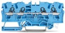 Installation terminal block; 1-level; through; 4-contacts for wire 0.5-6.0mm2 (20-10AWG); spring-loaded; blue; for DIN rail; 600V/30A