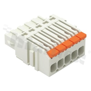 Listwa zaciskowa do PCB; gniazdo; na przewód 0.14 - 1.5 mm2 (26-14AWG); raster 3.5 mm; 5-torowa.; Push-in; szary; 300V/10A