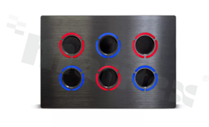 Panel piezoelektryczny SHIPSHAPE; 2x3 pozycji; aluminiowy front; rozwiązanie przeznaczone do pełnej personalizacji produktu.