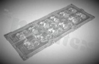 Lens for LED high power; mid power; angle: oval 80 x 150 degrees ; Number of LEDs: 12; Dimensions: 168.78x68.18mm; Height: 9.15mm; material: silicone; Fastening: screw