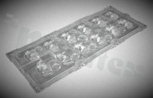 Lens for LED high power; mid power; angle: oval 80 x 150 degrees ; Number of LEDs: 12; Dimensions: 168.78x68.18mm; Height: 9.15mm; material: silicone; Fastening: screw