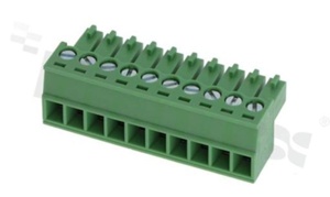 Listwa zaciskowa rozłączalna; w rastrze 3.50mm; 10-torowa; żeńska; na przewód 0.5-1.50mm2 (28-16AWG); kierunek wtykania równoległy do osi przewodów; styki z fosforobrązu; mosiężna klatka; UL 300V/8A