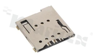 Micro SIM card holder; 6-contacts + card detecd switch; SMD; with ejector PUSH/PUSH type