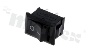 Rocker Switch; 1-pole; 2 positions; 19x13mm; pin terminals; black button; 10A/125V