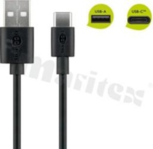 Kabel USB 2.0 Hi-Speed; zakończony wtykami USB: A  2.0 wtyk  <-> USB C wtyk;  1,0 mb;3A; czarny