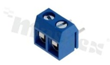 PCB terminal block; pitch 5.00mm; 2-ways; R/A; wire range 1.5mm2 (AWG 22-14); with screws for a flat screwdriver; brass cage; blue color; UL 300V/15A