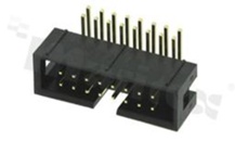 Full shrouded header for PCB; pitch 2.54mm; 16-contacts; THT; male; side entry