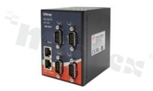 Industrial 4-port secure serial to Ethernet device server with 4xRS-232/422/485 and2x10/100Base-T(X); operating temperature -10+60 deg.C; supply 12...48VDC; 1-port PoE; DIN rail mountable
