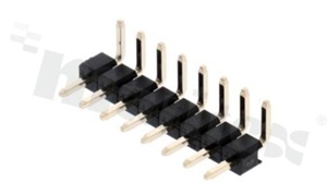 Listwa stykowa do PCB; w rastrze 2.54mm 1x8 styków; montaż THT; męska; kątowa; jednorzędowa