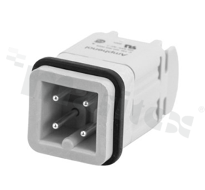 Wkład męski Heavy-Mate seria A; 4-stykowy(3+PE); rozmiar: A3/4; 18A; 400V; kabel 0.25-2.5mm2; styki srebrzone; skręcane